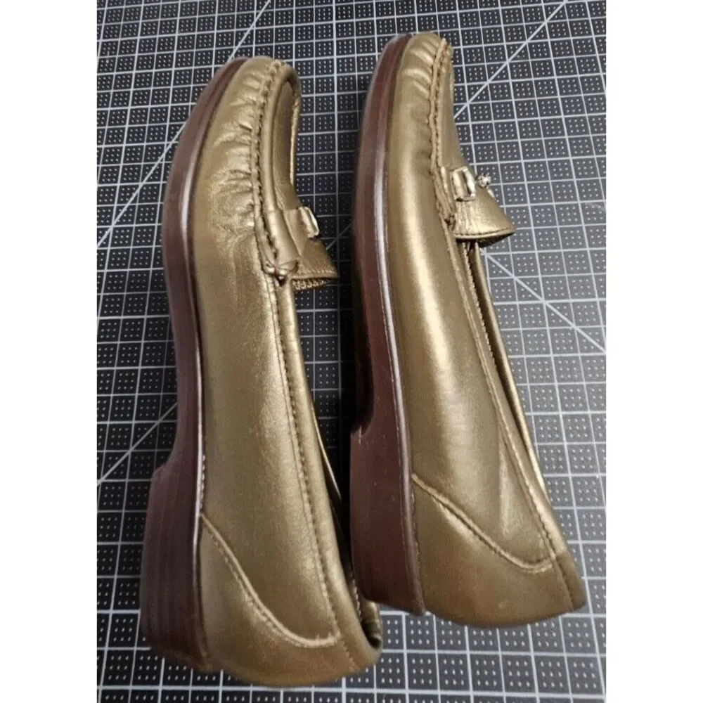 SAS Tripad cofort metro horsebit loafers shoes gold metallic Sz‎ 5.5 M